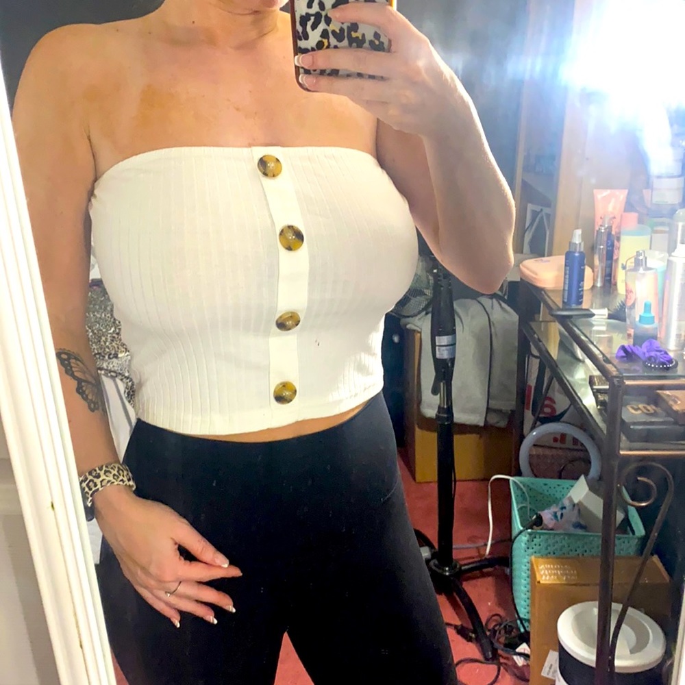 White tube top with buttons